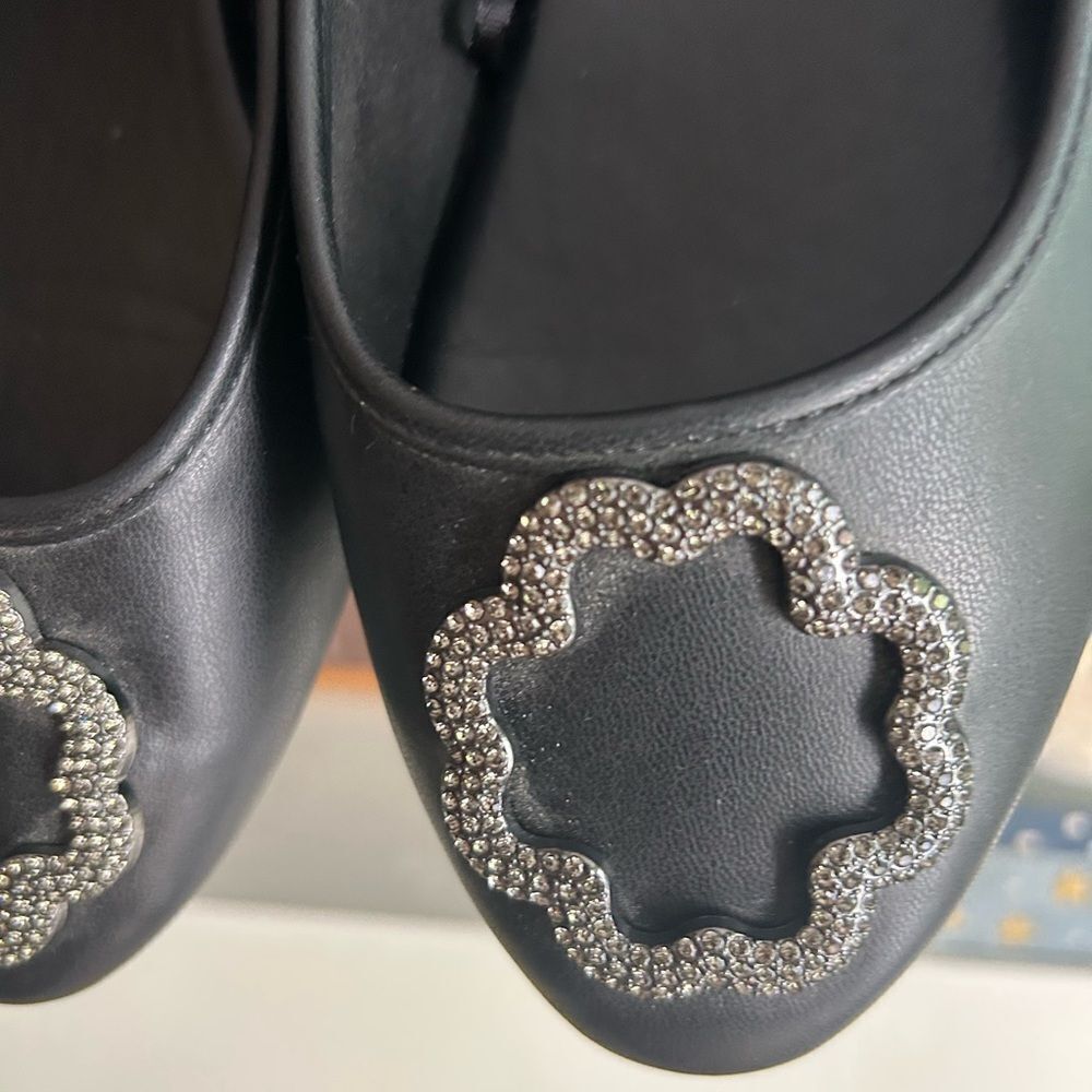 Sam & Libby Black Loafers with Silver Accent 10 - Picture 6 of 12